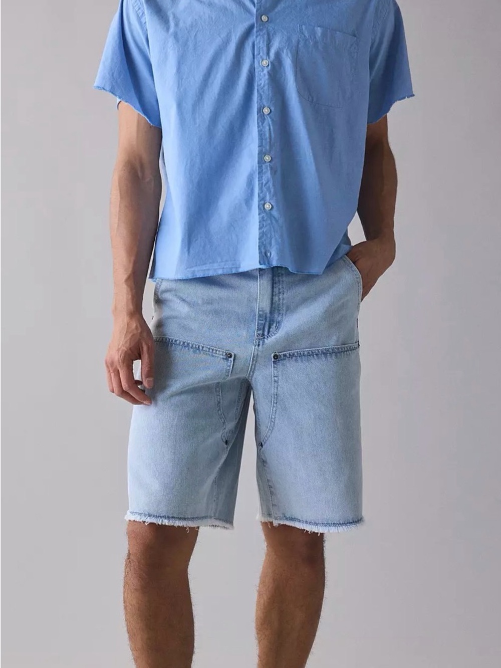 Men's Vintage By UO Cropped Short Sleeve Oxford Shirt